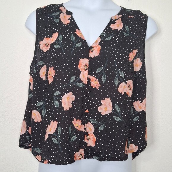 Torrid Harper Floral Polka Dot Blouse Sz 2 Crop Button Down Rockabilly Office - Picture 5 of 11